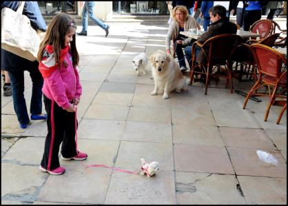 La petite et son chien en peluche